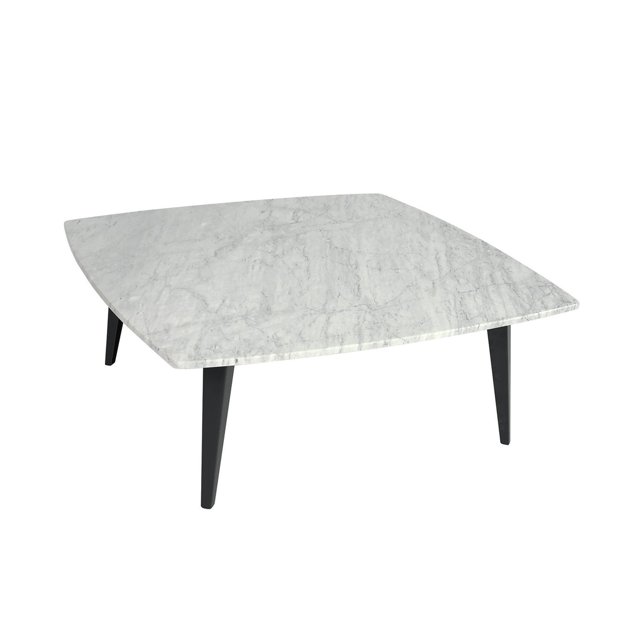 Prata 36" Square Italian Carrara White Marble Coffee Table with Metal Legs Coffee Table The Bianco Collection 