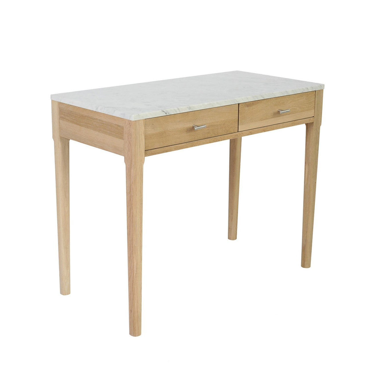 Meno 36" Rectangular Italian Carrara White Marble Console Table with Legs Console Table The Bianco Collection Oak 