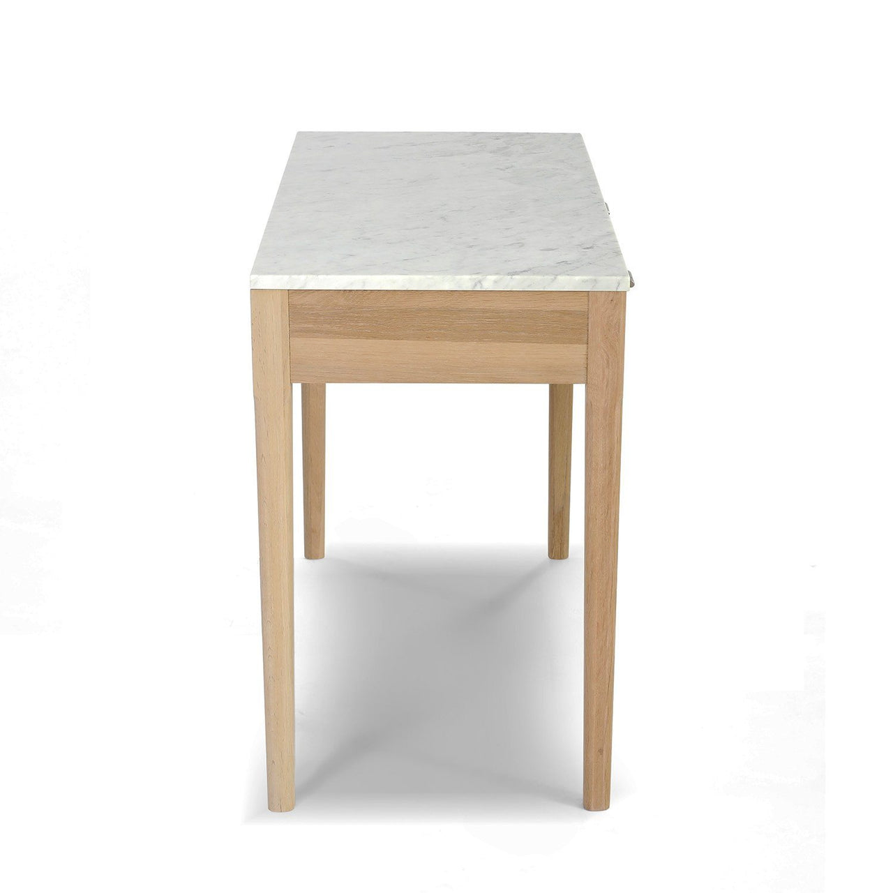 Meno 36" Rectangular Italian Carrara White Marble Console Table with Legs Console Table The Bianco Collection 