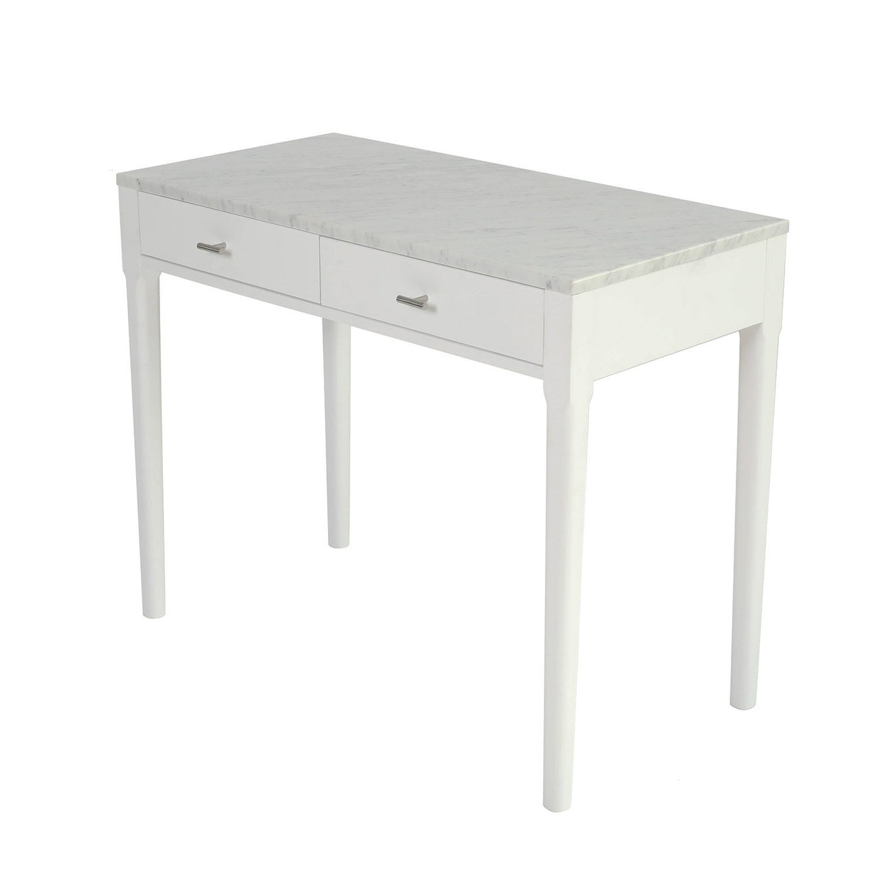 Meno 36" Rectangular Italian Carrara White Marble Console Table with Legs Console Table The Bianco Collection 