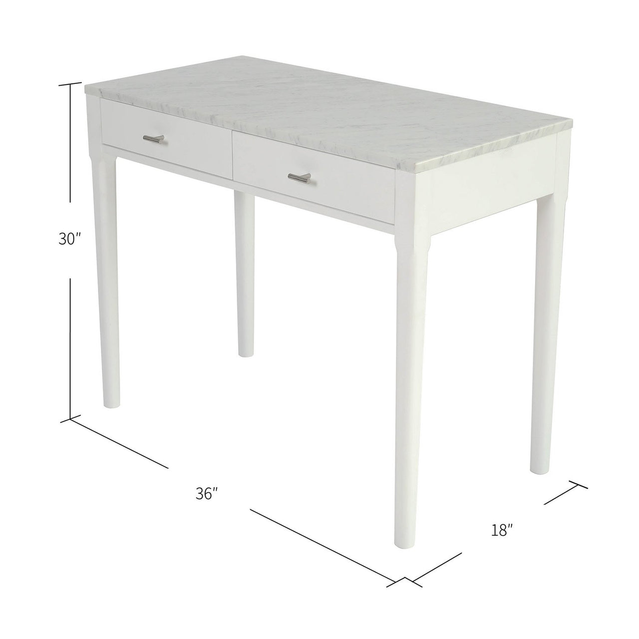 Meno 36" Rectangular Italian Carrara White Marble Console Table with Legs Console Table The Bianco Collection 
