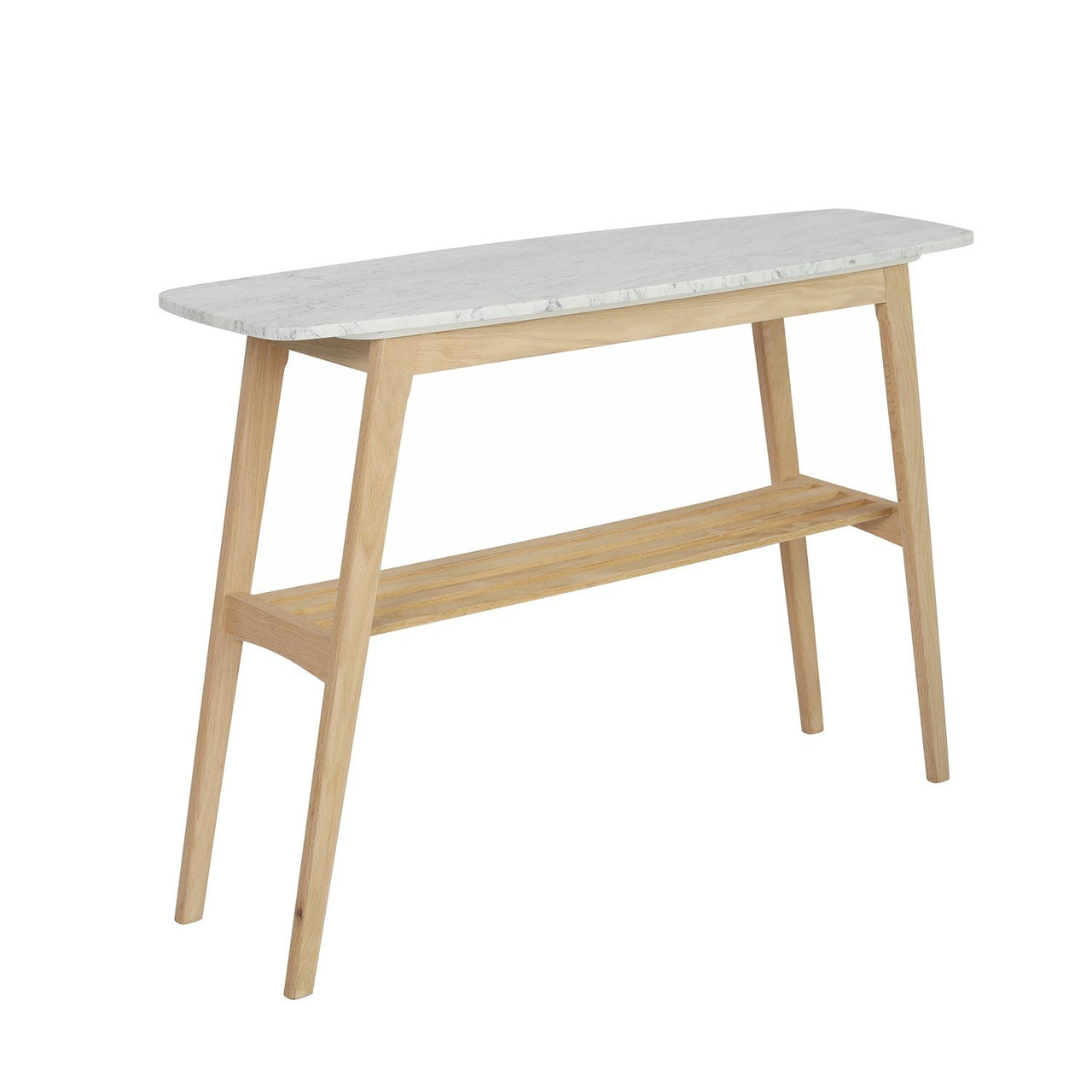 Castello 43" Rectangular Italian Carrara White Marble Console Table with Shelf Console Table The Bianco Collection Oak 