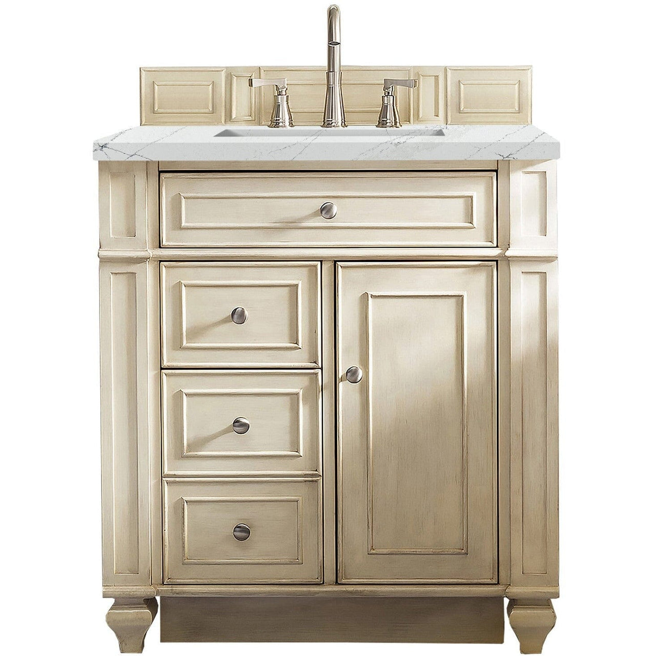 James Martin Bristol 30" Single Vanity Vanity James Martin Vintage Vanilla w/ 3 CM Ethereal Noctis Quartz Top 