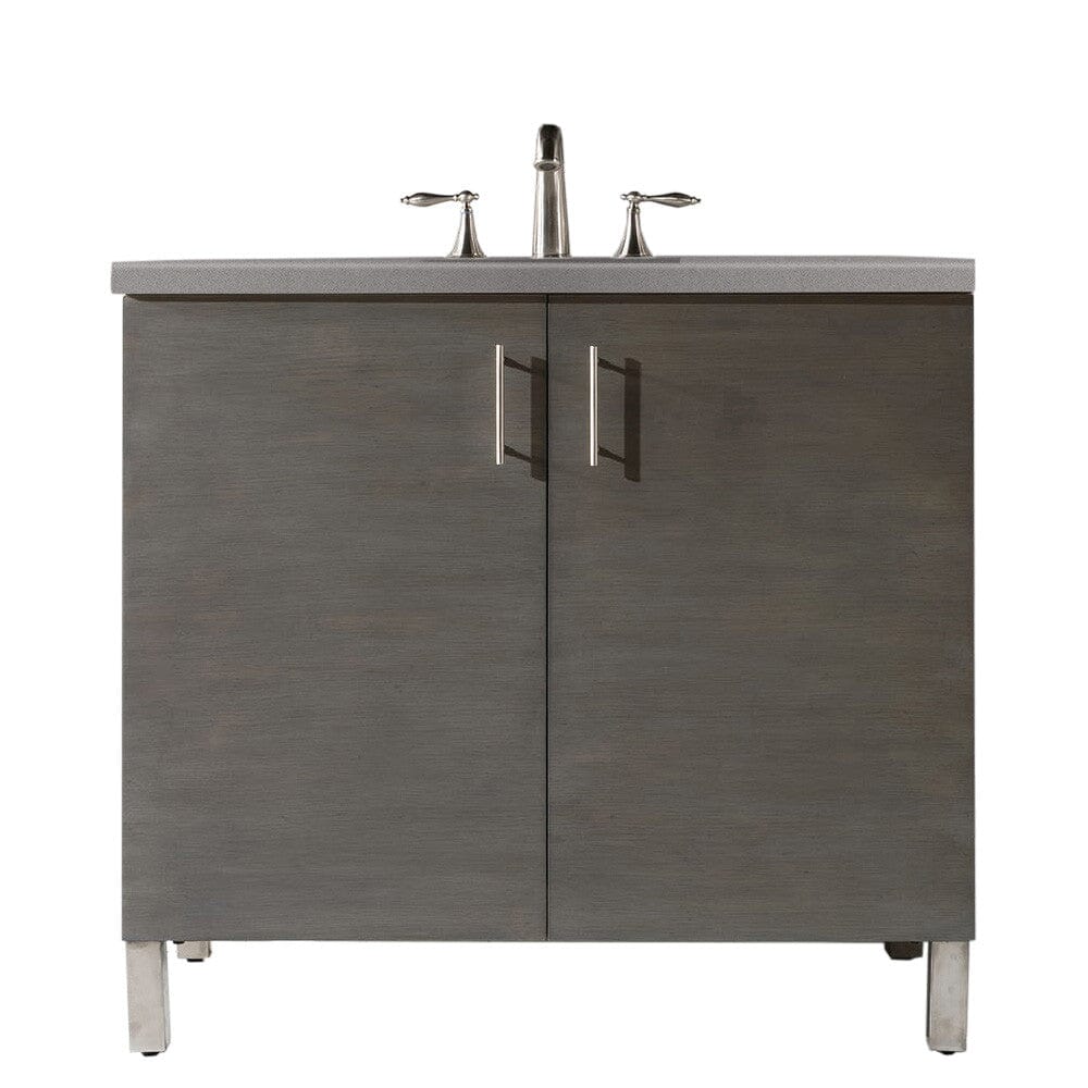 James Martin Metropolitan 36" Single Vanity Vanity James Martin Silver Oak w/ 3 CM Grey Expo Quartz Top 