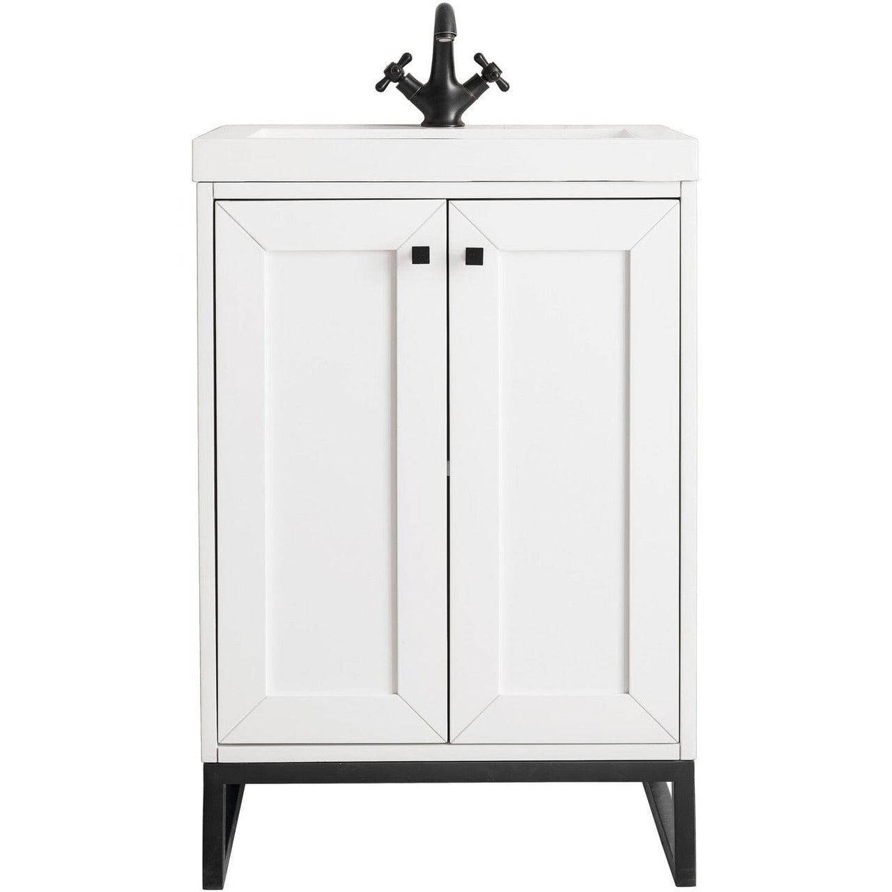 James Martin Chianti 24" Single Vanity Vanity James Martin Glossy White - Matte Black w/ White Glossy Composite Countertop 