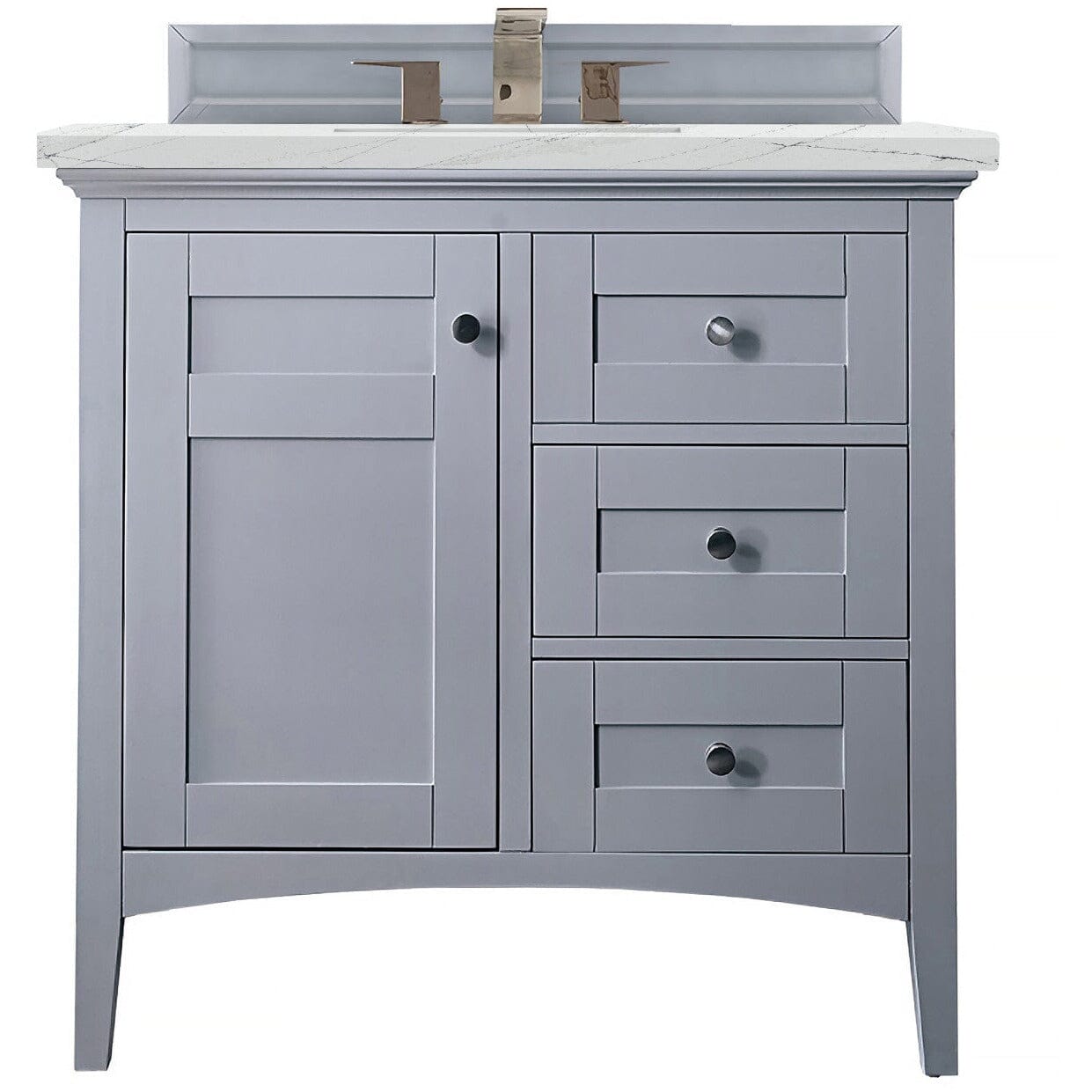 James Martin Palisades 36" Single Vanity Vanity James Martin Silver Gray w/ 3 CM Ethereal Noctis Quartz Top 