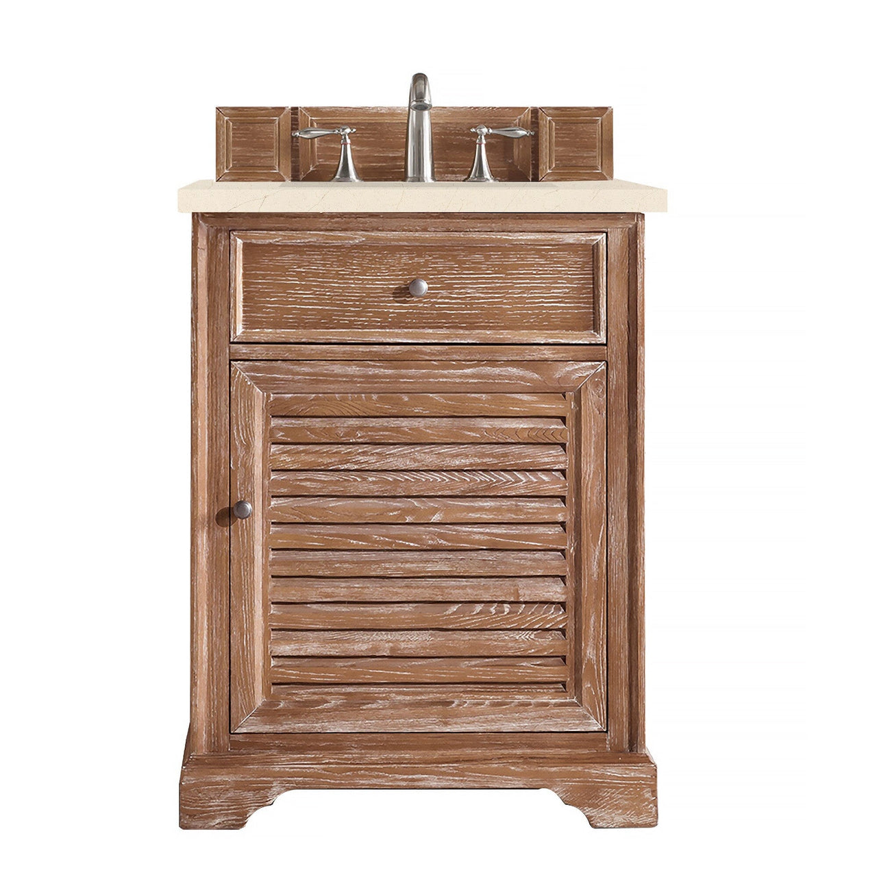 James Martin Savannah 26" Single Vanity Vanity James Martin Driftwood w/ 3 CM Eternal Marfil Quartz Top 