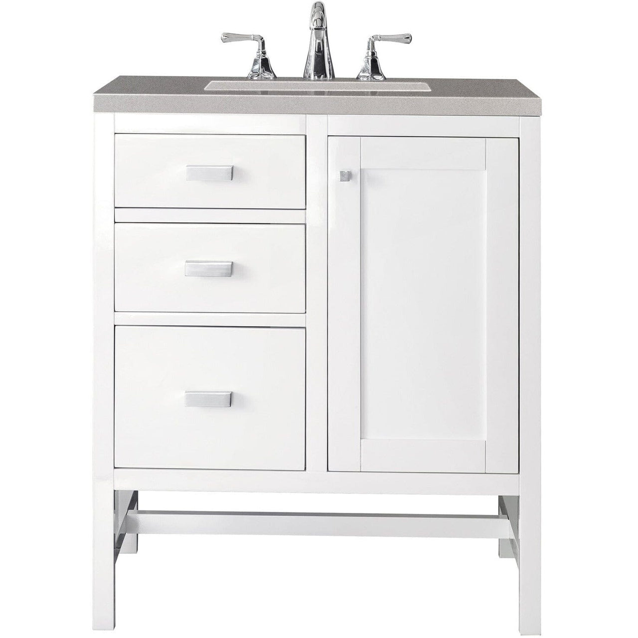 James Martin Addison 30" Single Vanity Vanity James Martin Glossy White w/ 3 CM Grey Expo Quartz Top 