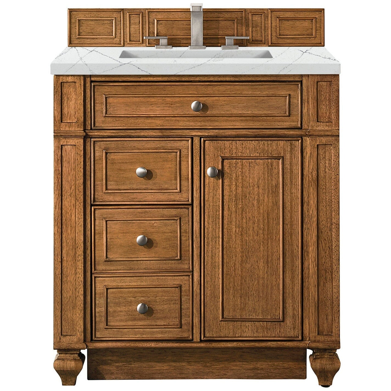 James Martin Bristol 30" Single Vanity Vanity James Martin Saddle Brown w/ 3 CM Ethereal Noctis Quartz Top 