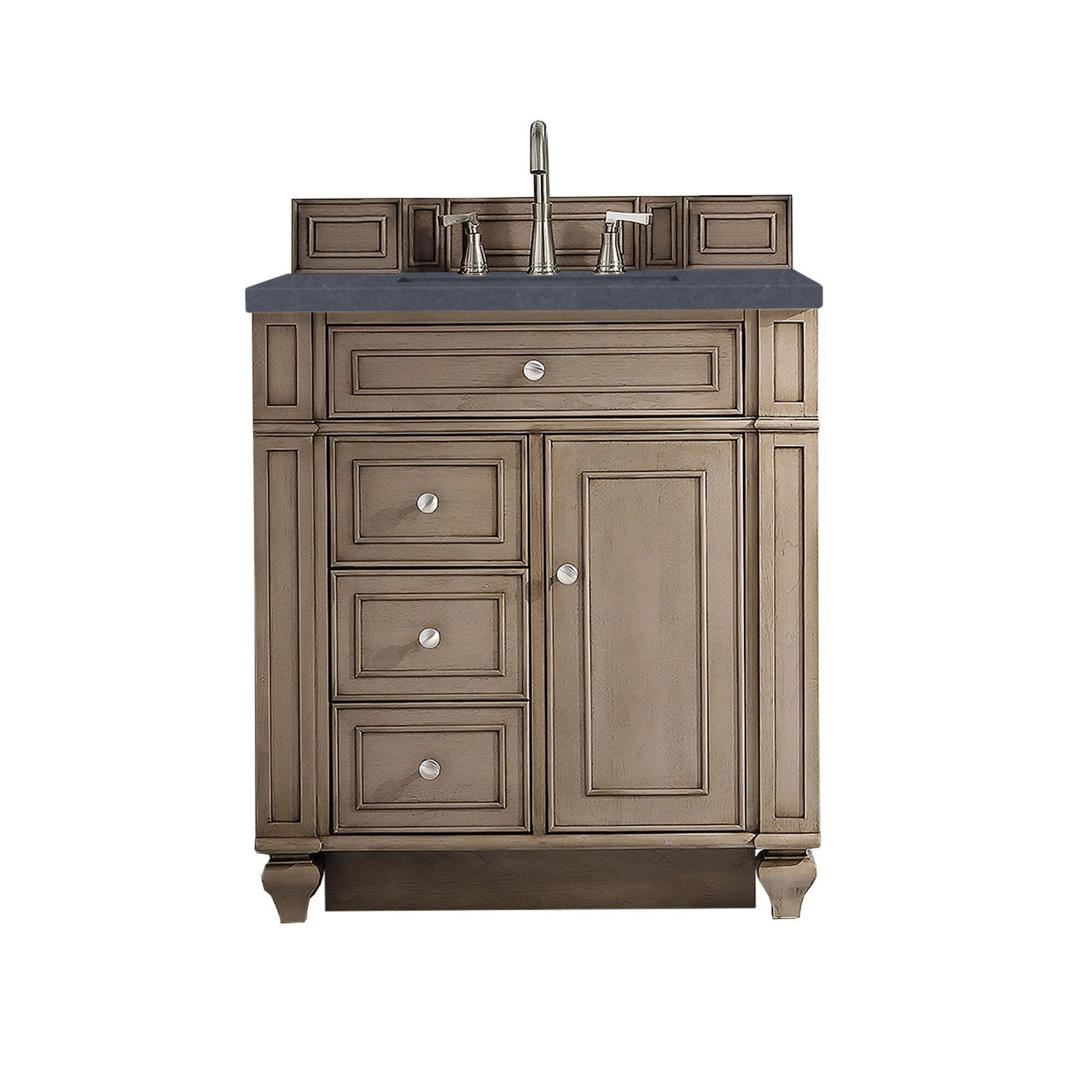 James Martin Bristol 30" Single Vanity Vanity James Martin Whitewashed Walnut w/ 3 CM Charcoal Soapstone Quartz Top 