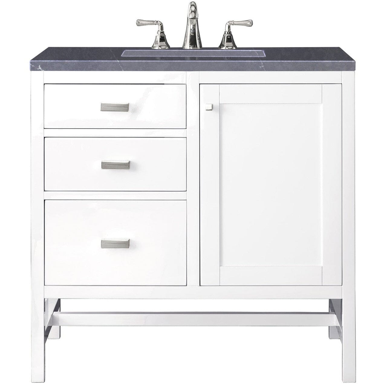 James Martin Addison 36" Single Vanity Vanity James Martin Glossy White w/ 3 CM Charcoal Soapstone Quartz Top 
