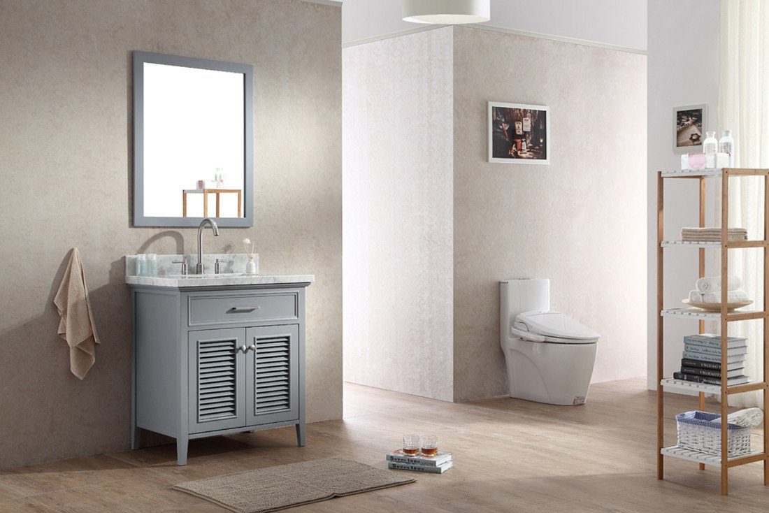 ARIEL Kensington 31" Single Sink Bathroom Vanity Set Solid Wood Cabinets - Gray Vanity ARIEL 