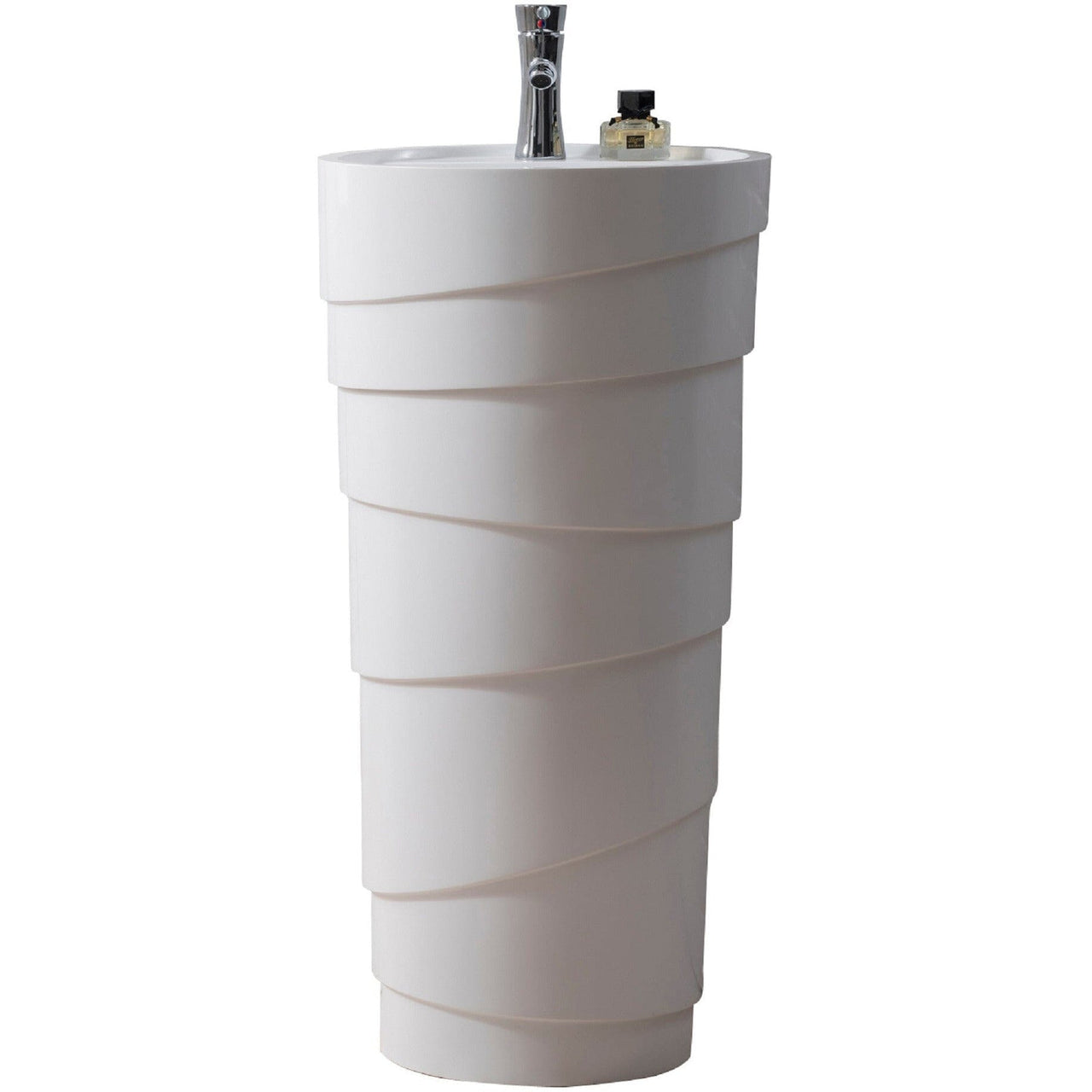 James Martin Quebec 17.5" Solid Surface Pedestal Sink Pedastal James Martin Bright White 