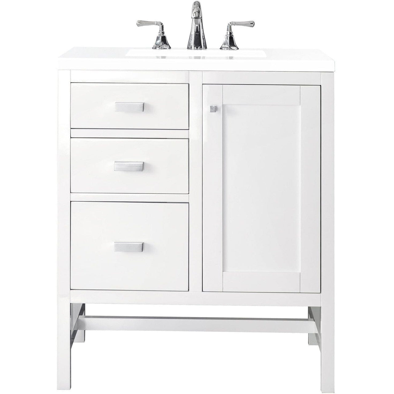 James Martin Addison 30" Single Vanity Vanity James Martin Glossy White w/ 3 CM Classic White Quartz Top 
