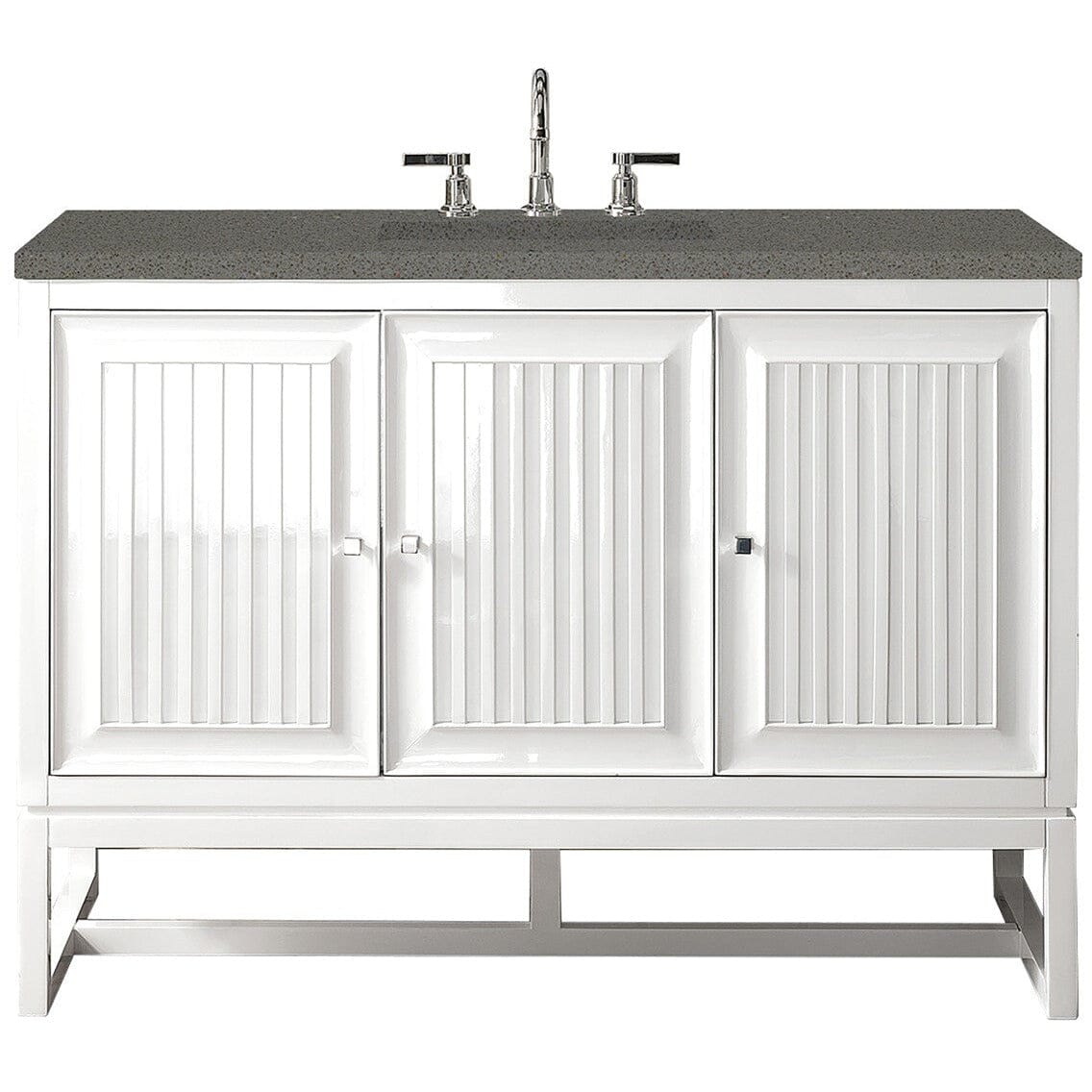 James Martin Athens 48" Single Vanity Vanity James Martin Glossy White w/ 3 CM Grey Expo Quartz Top 