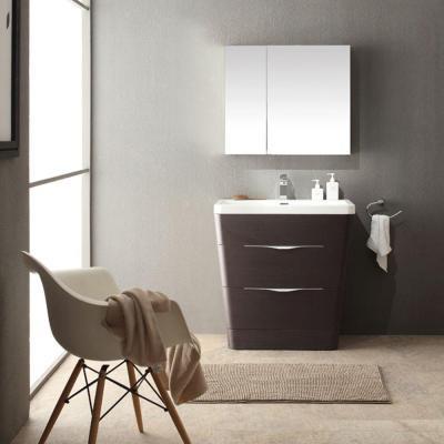 Fresca Milano 32" Chestnut Modern Vanity w/ Medicine Cabinet Free Faucet Vanity Fresca 