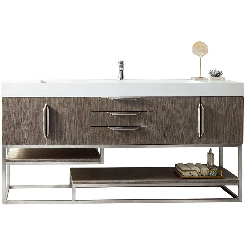 James Martin Columbia 72" Single Vanity Vanity James Martin Ash Gray - Matte Black Cabinet Only 