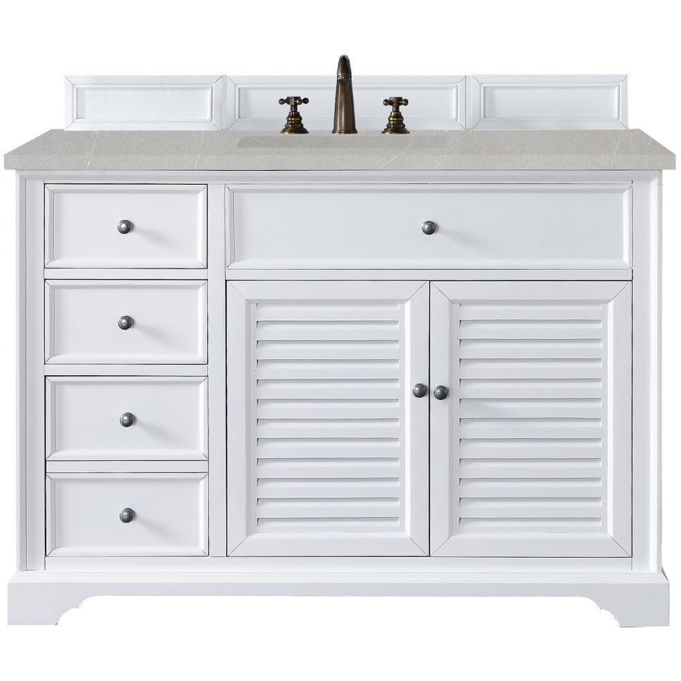 James Martin Savannah 48" Single Vanity Vanity James Martin Bright White w/ 3 CM Eternal Serena Quartz Top 