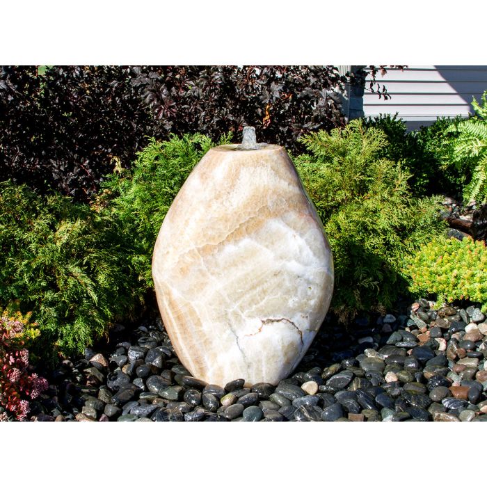 Real Stone Fountains ABART6224 24″ Yellow Onyx - Almond Fountain Kit Fountain Blue Thumb 