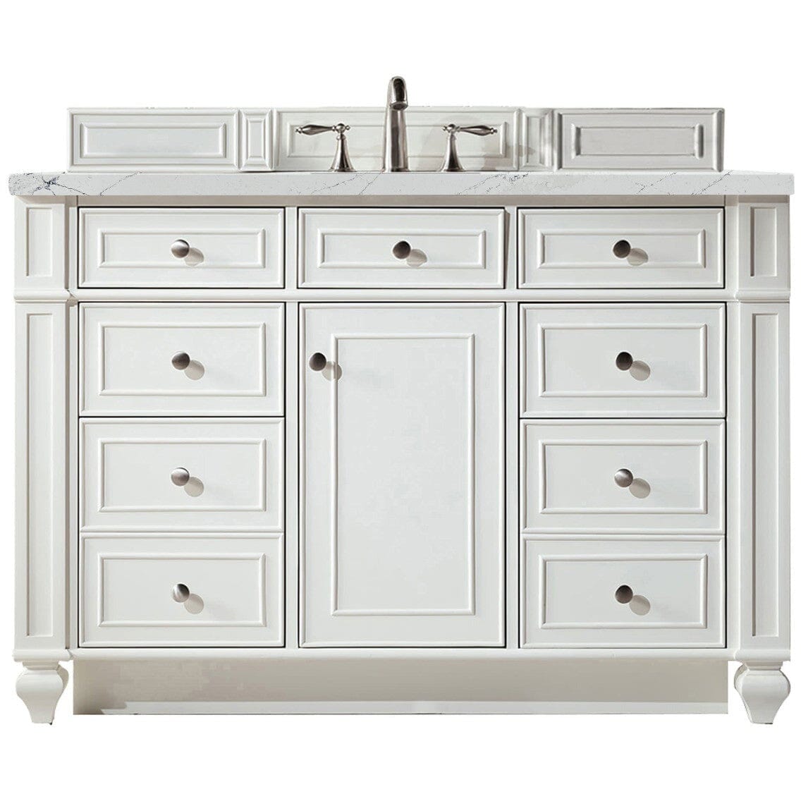James Martin Bristol 48" Single Vanity Vanity James Martin Bright White w/ 3 CM Ethereal Noctis Quartz Top 