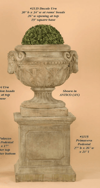 Thumbnail for Ducale Urn Cast Stone Outdoor Garden Planter Planter Tuscan 