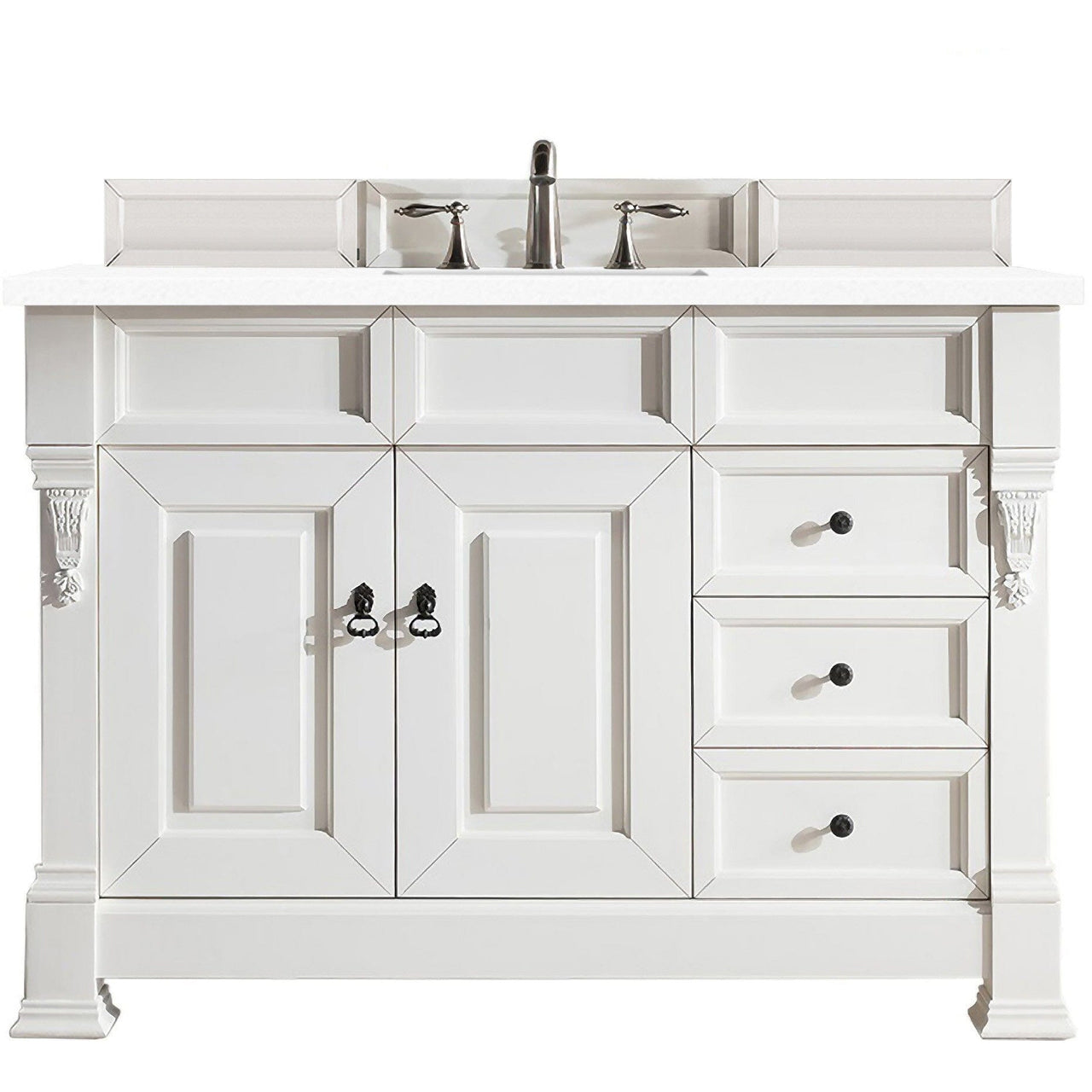 James Martin Brookfield 48" Single Vanity Vanities James Martin Bright White w/ 3 CM Classic White Quartz Top 