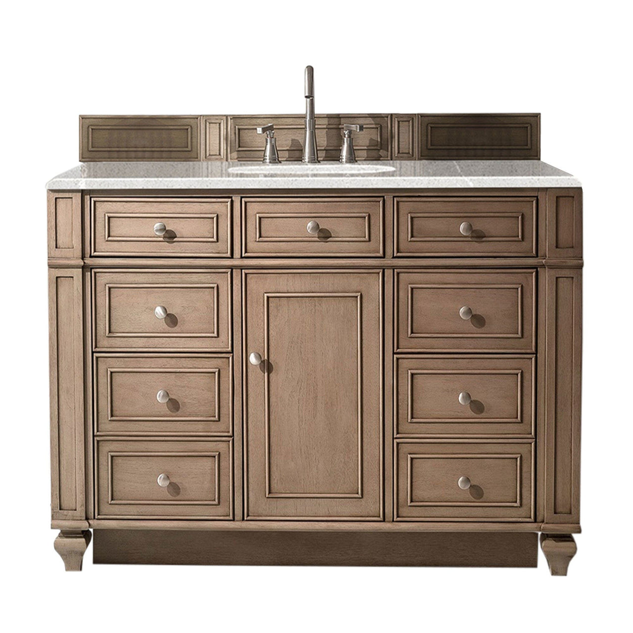 James Martin Bristol 48" Single Vanity Vanity James Martin Whitewashed Walnut w/ 3 CM Eternal Serena Quartz Top 