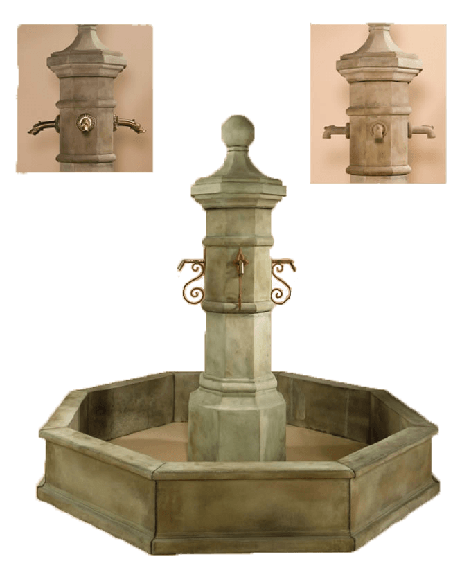 Octavia Column Pond Outdoor Cast Stone Garden Fountain Spouts Fountain Tuscan 