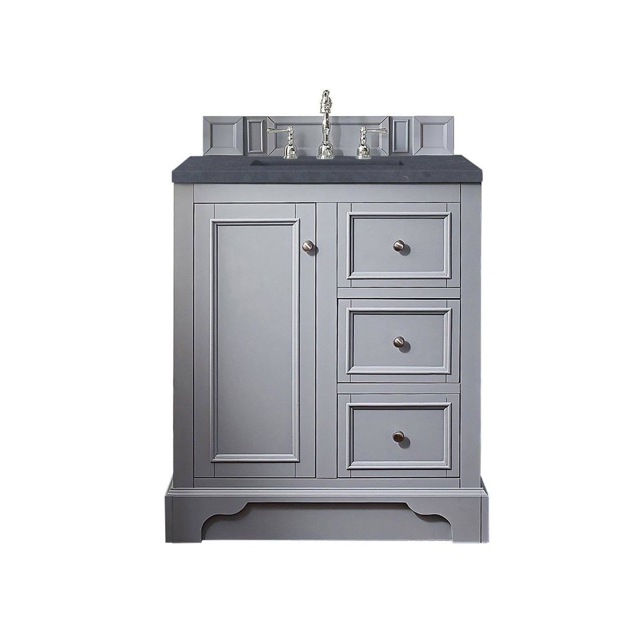 James Martin De Soto 30" Single Vanity Vanity James Martin Silver Gray w/ 3 CM Charcoal Soapstone Quartz Top 