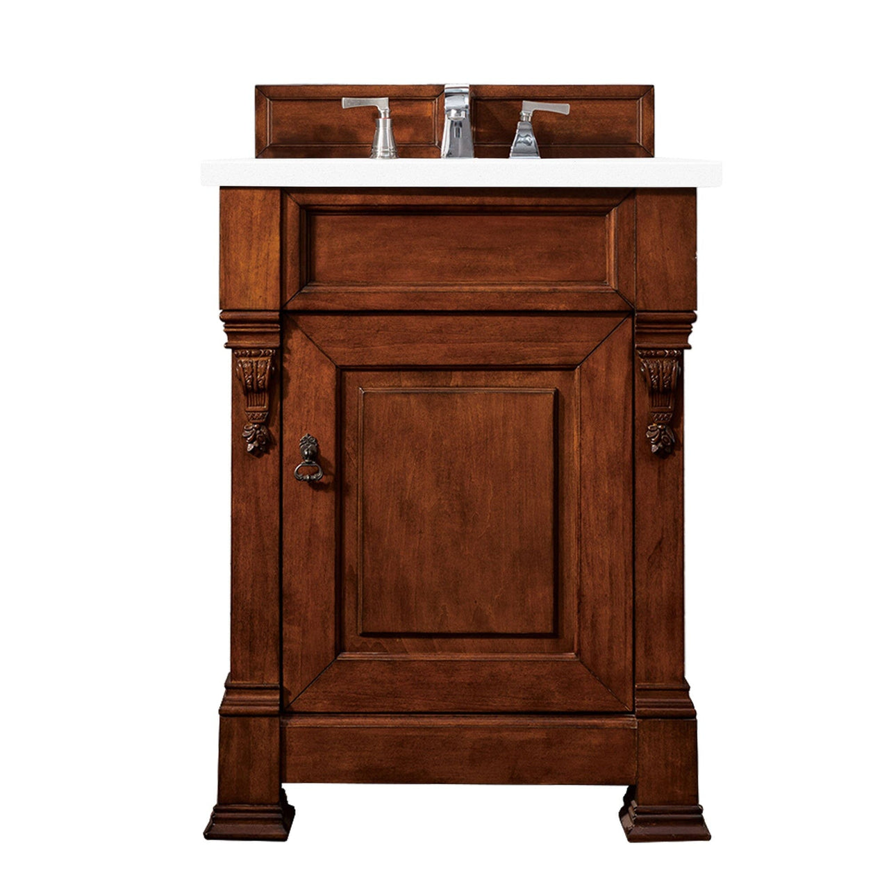 James Martin Brookfield 26" Single Vanity Vanities James Martin Warm Cherry w/ 3 CM Classic White Quartz Top 