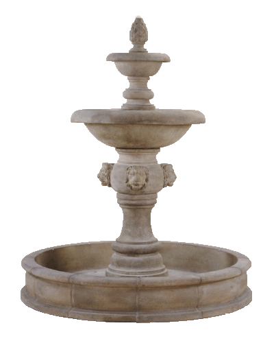 Quattro Lion Two Tier Pond Outdoor Cast Stone Fountain Fountain Tuscan 