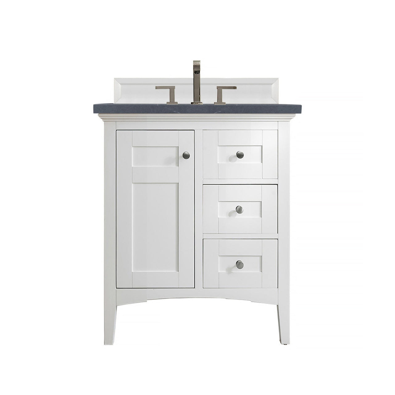 James Martin Palisades 30" Single Vanity Vanity James Martin Bright White w/ 3 CM Charcoal Soapstone Quartz Top 