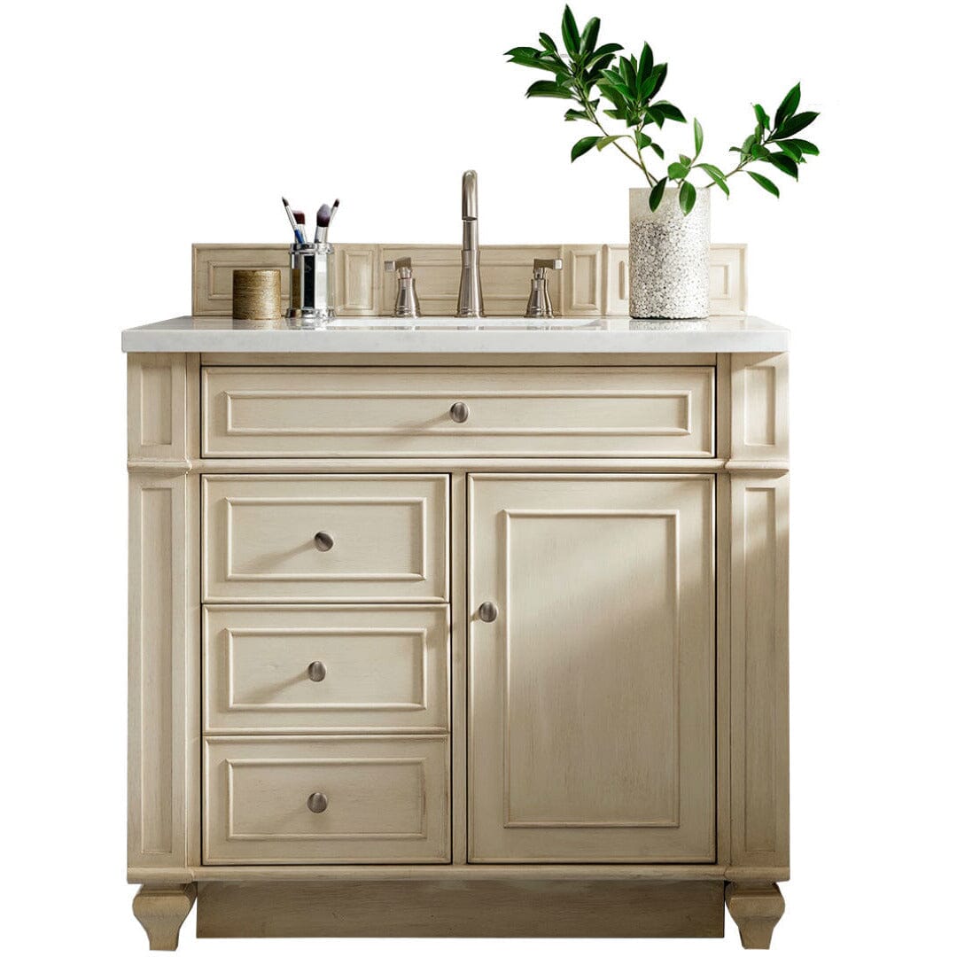 James Martin Bristol 36" Single Vanity Vanity James Martin Vintage Vanilla w/ 3 CM Arctic Fall Solid Surface Top 