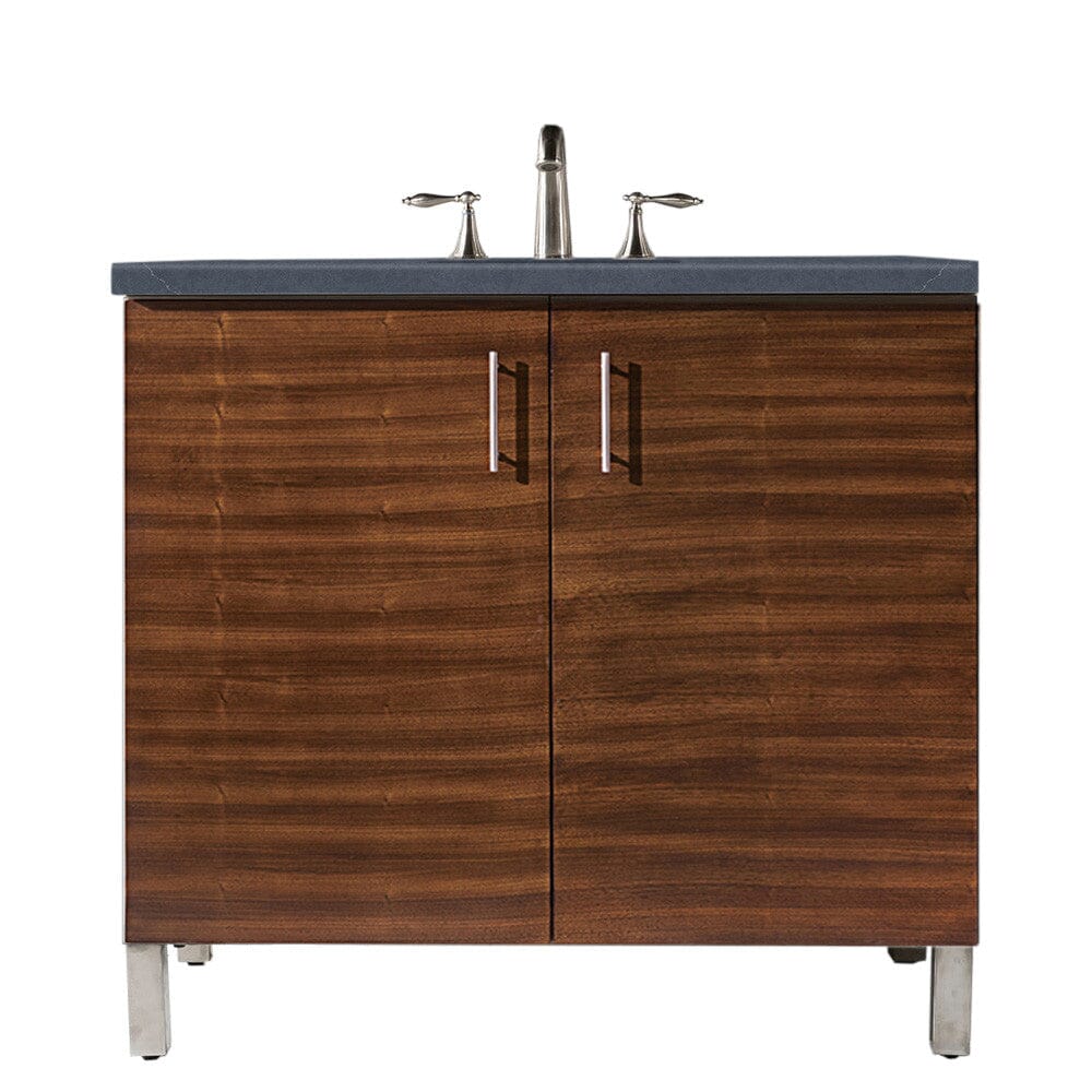 James Martin Metropolitan 36" Single Vanity Vanity James Martin American Walnut w/ 3 CM Charcoal Soapstone Quartz Top 