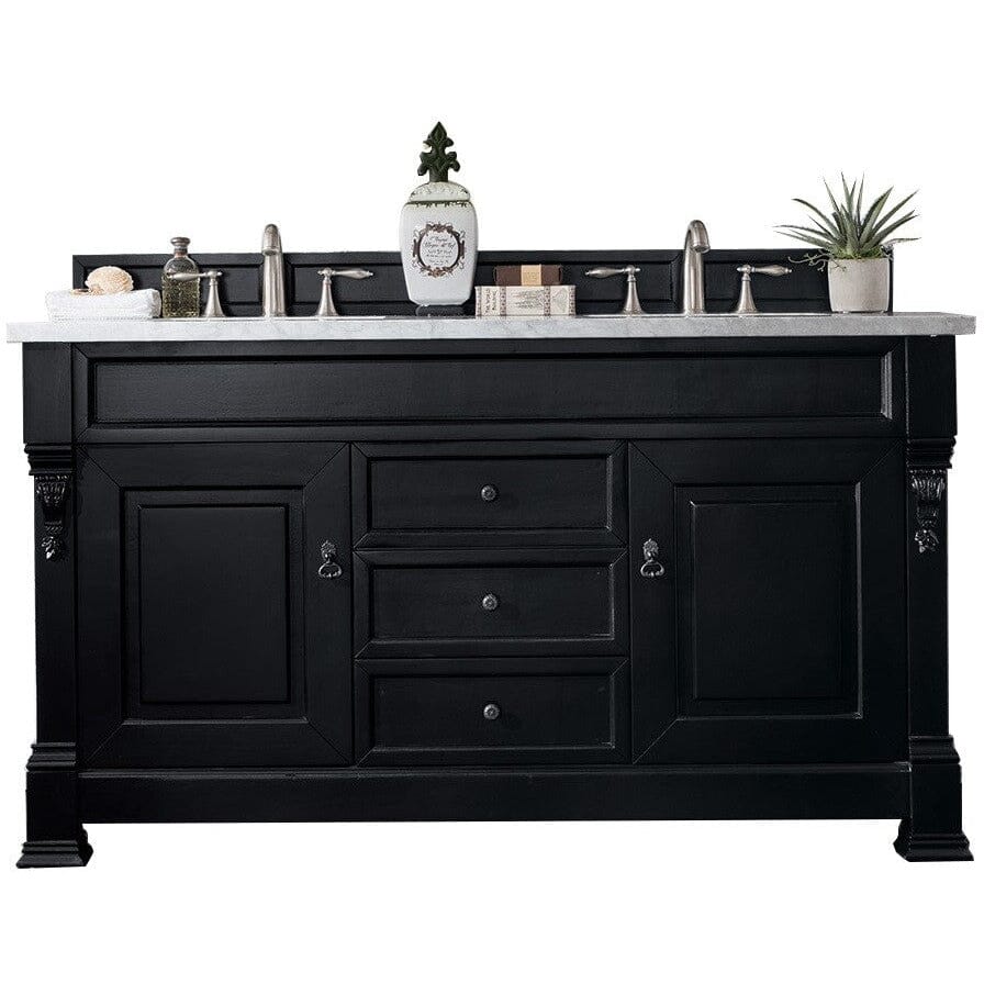 James Martin Brookfield 60" Single Vanity Vanities James Martin Burnished Mahogany w/ 3 CM Arctic Fall Solid Surface Top 