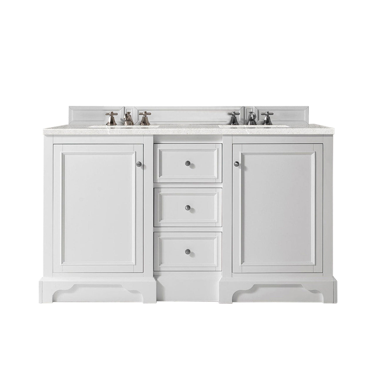 James Martin De Soto 60" Double Vanity Vanity James Martin Bright White w/ 3 CM Eternal Serena Quartz Top 