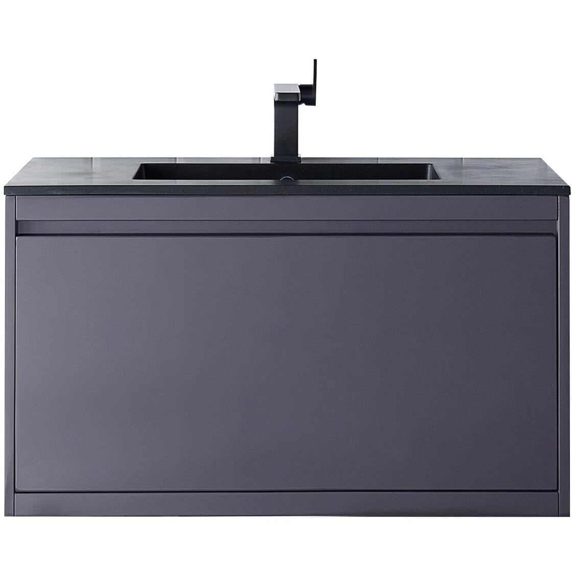 James Martin Milan 35.4" Single Vanity Vanity James Martin Modern Grey w/Charcoal Black Composite Top 