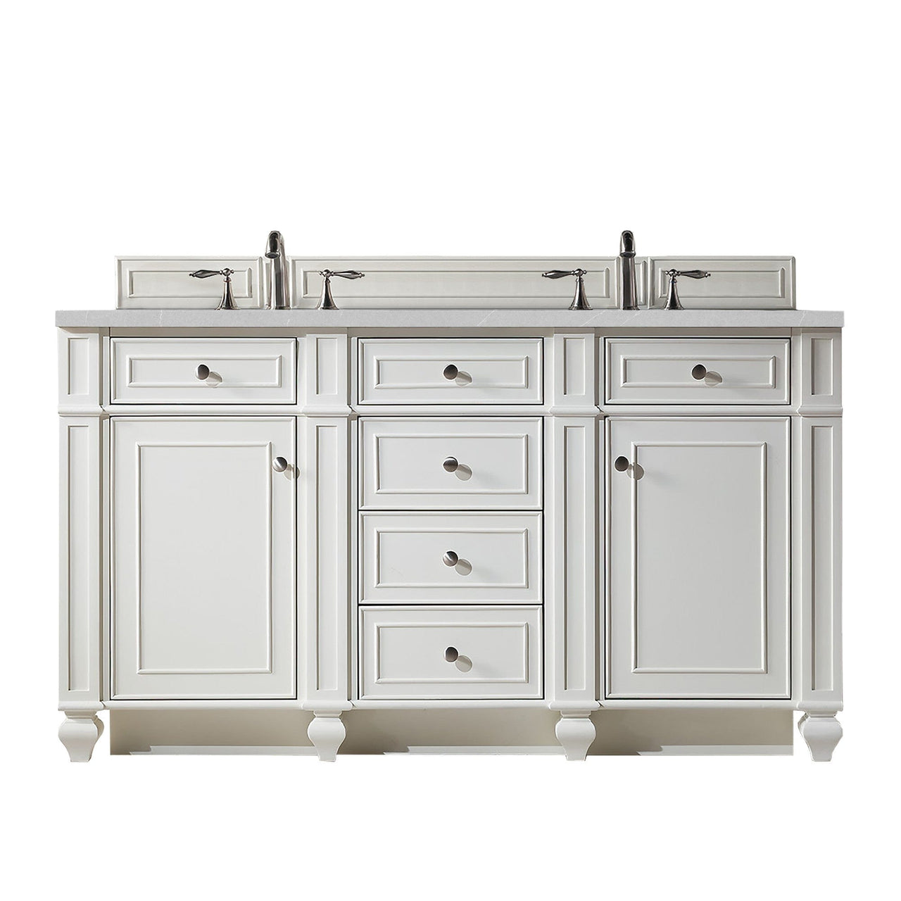 James Martin Bristol 60" Double Vanity Vanity James Martin Bright White w/ 3 CM Eternal Serena Quartz Top 