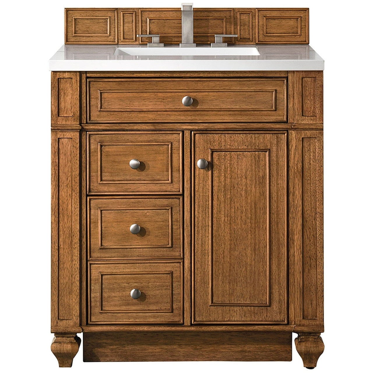 James Martin Bristol 30" Single Vanity Vanity James Martin Saddle Brown w/ 3 CM Classic White Quartz Top 