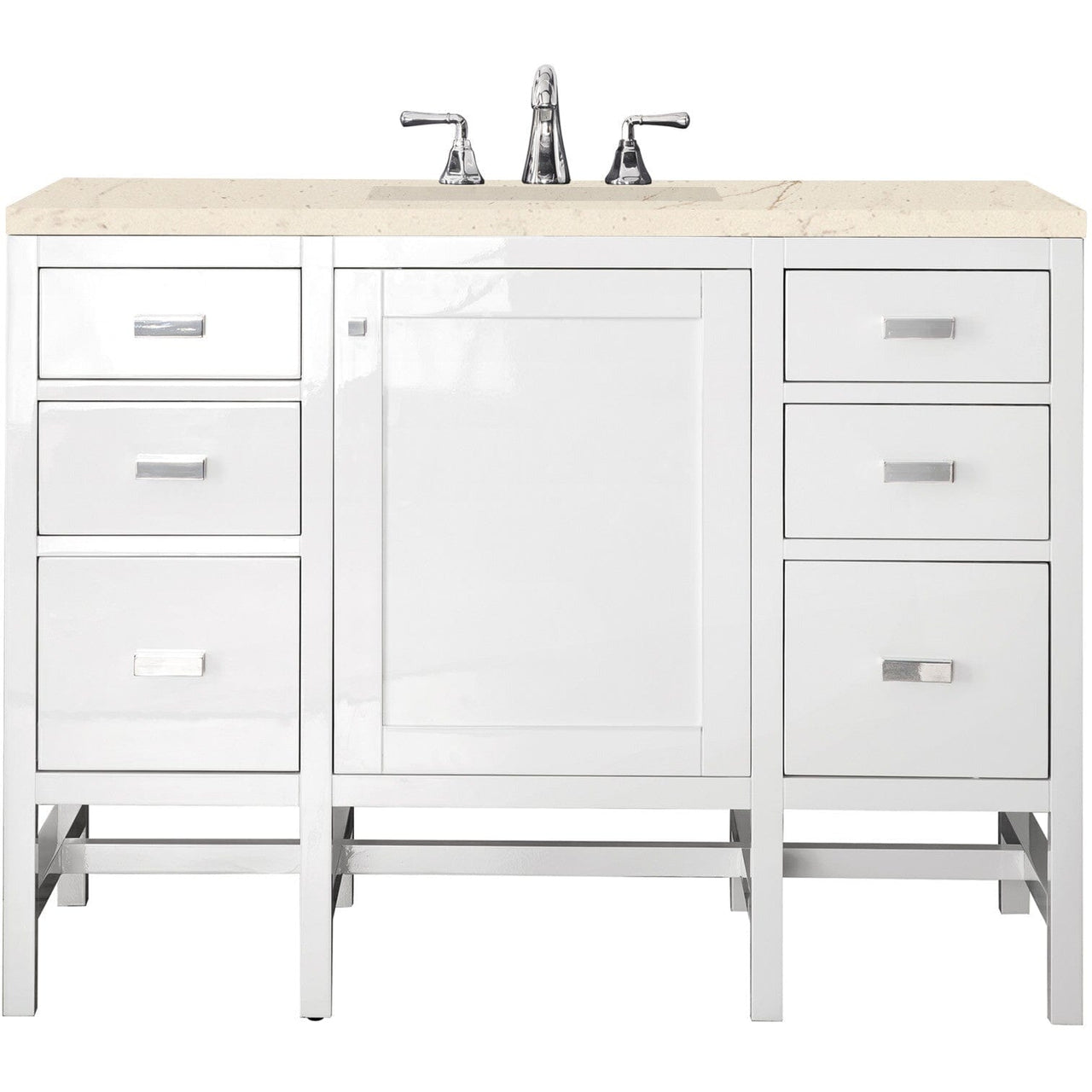 James Martin Addison 48" Single Vanity Vanity James Martin Glossy White w/ 3 CM Eternal Marfil Top 