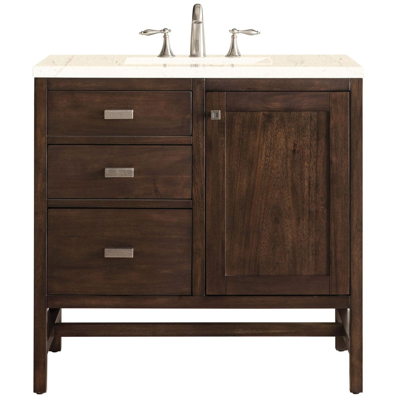 James Martin Addison 36" Single Vanity Vanity James Martin Mid Century Acacia w/ 3 CM Eternal Marfil Quartz Top 