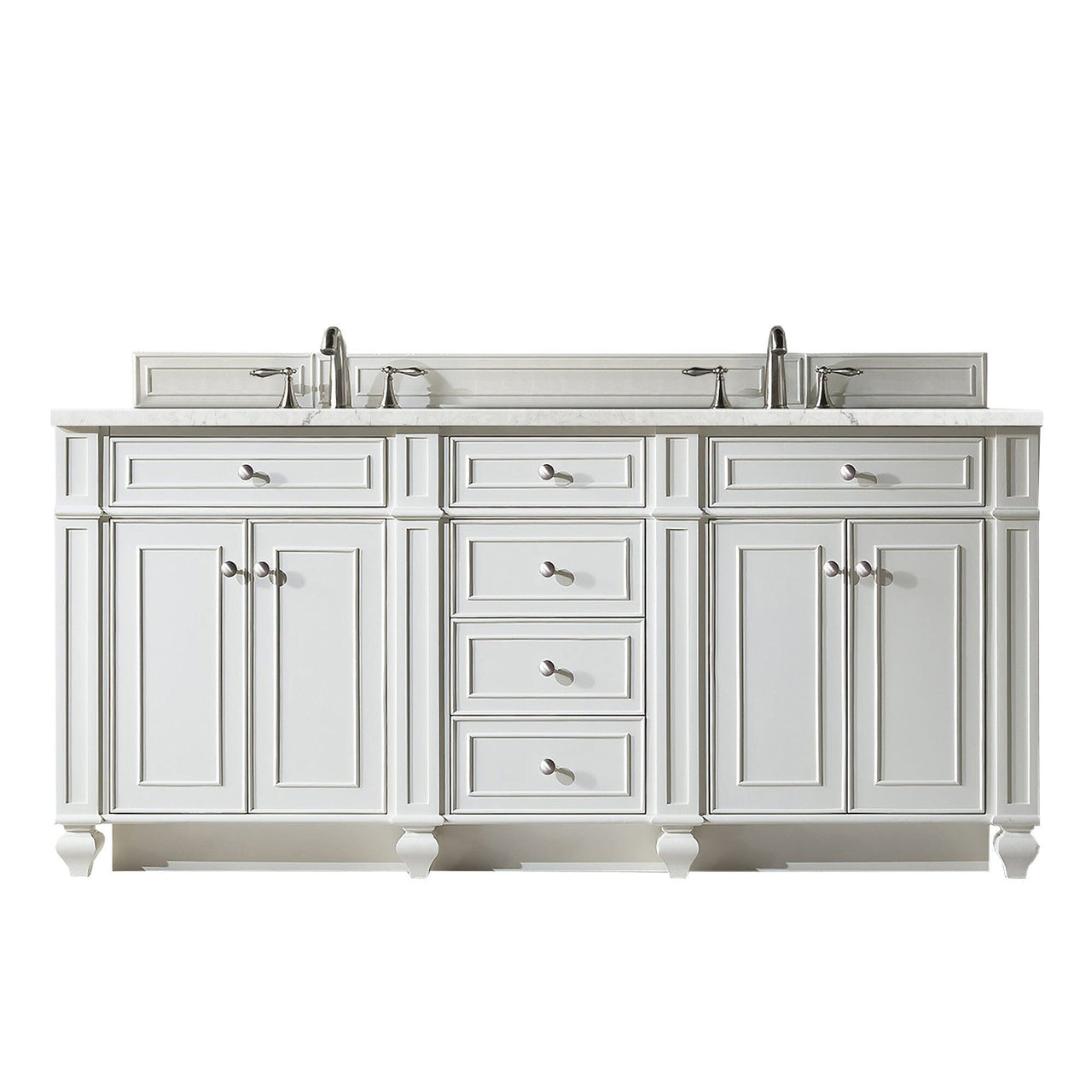 James Martin Bristol 72" Double Vanity Vanity James Martin Bright White w/ 3 CM Eternal Jasmine Pearl Quartz Top 