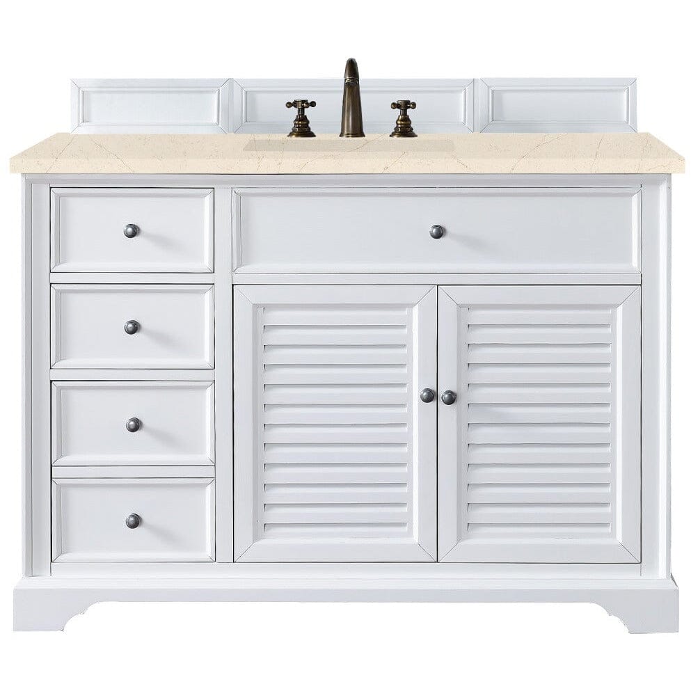James Martin Savannah 48" Single Vanity Vanity James Martin Bright White w/ 3 CM Eternal Marfil Quartz Top 