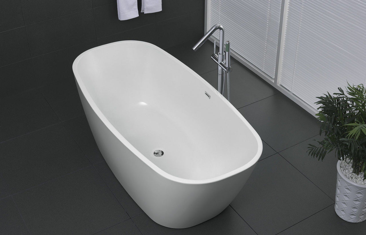 ANZZI Bridge Series 5.58 ft. Freestanding Bathtub in White FreeStanding Bathtub ANZZI 