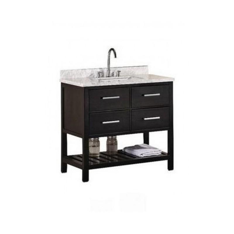 Eviva Natalie F. 30" Espresso Bathroom Vanity with White Jazz Marble Counter-top & White Undermount Porcelain Sink Bathroom Vanity Eviva 