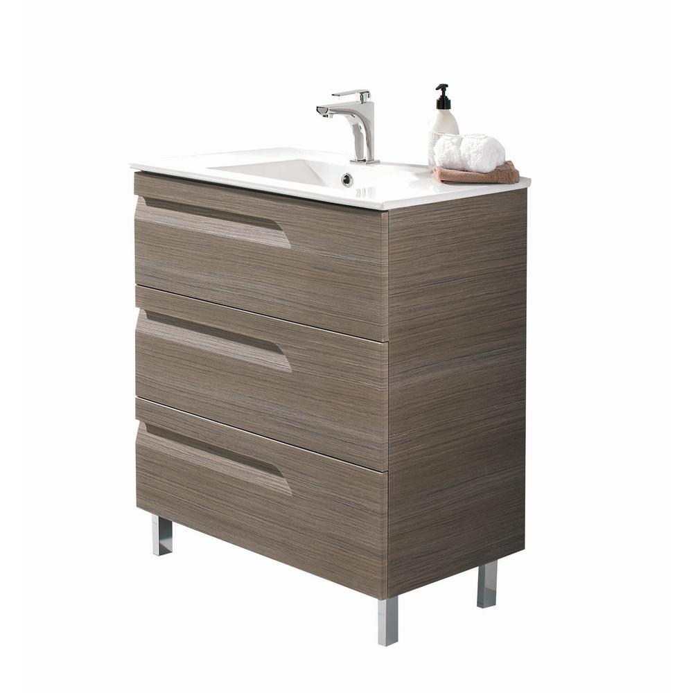 Eviva Vitta 24" Ash Modern Bathroom Vanity with White Integrated Porcelain Sink Vanity Eviva 