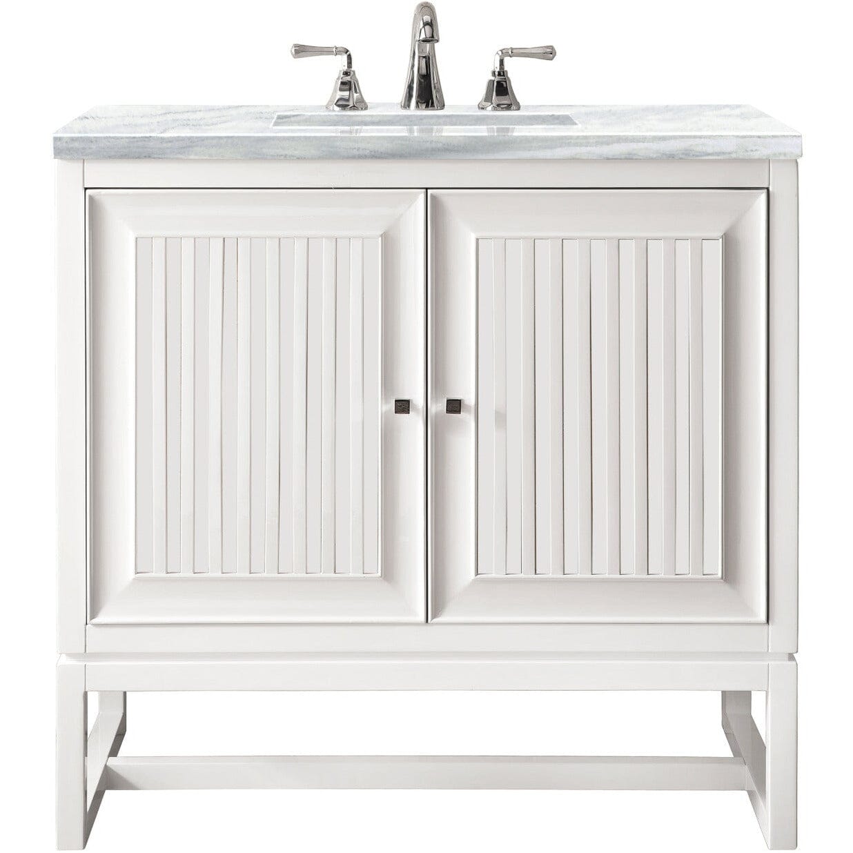 James Martin Athens 30" Single Vanity Vanity James Martin Glossy White w/ 3 CM Arctic Fall Solid Surface Countertop 