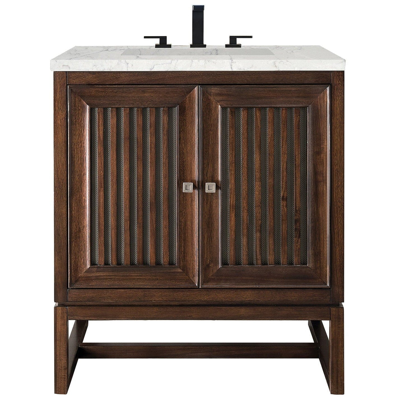 James Martin Athens 30" Single Vanity Vanity James Martin Mid Century Acacia w/ 3 CM Eternal Jasmine Pearl Quartz Top 