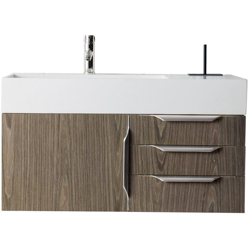 James Martin Mercer Island 36" Single Vanity Vanity James Martin Ash Gray w/ Glossy White Composite Top 