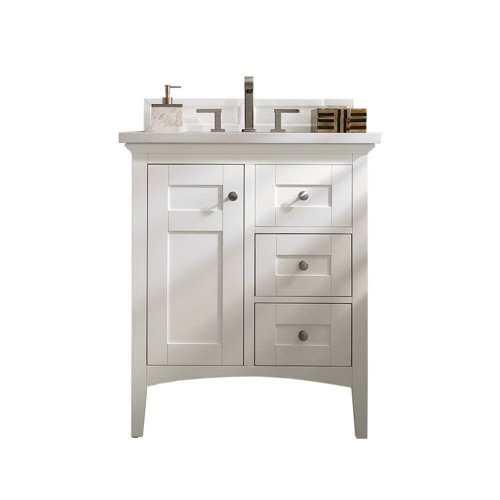James Martin Palisades 30" Single Vanity Vanity James Martin Bright White w/ 3 CM Classic White Quartz Top 
